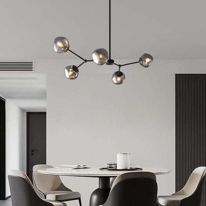 Lustre contemporain créatif en orbe de lave tout en cuivre avec verre 3/5/8 lumières pour salon 