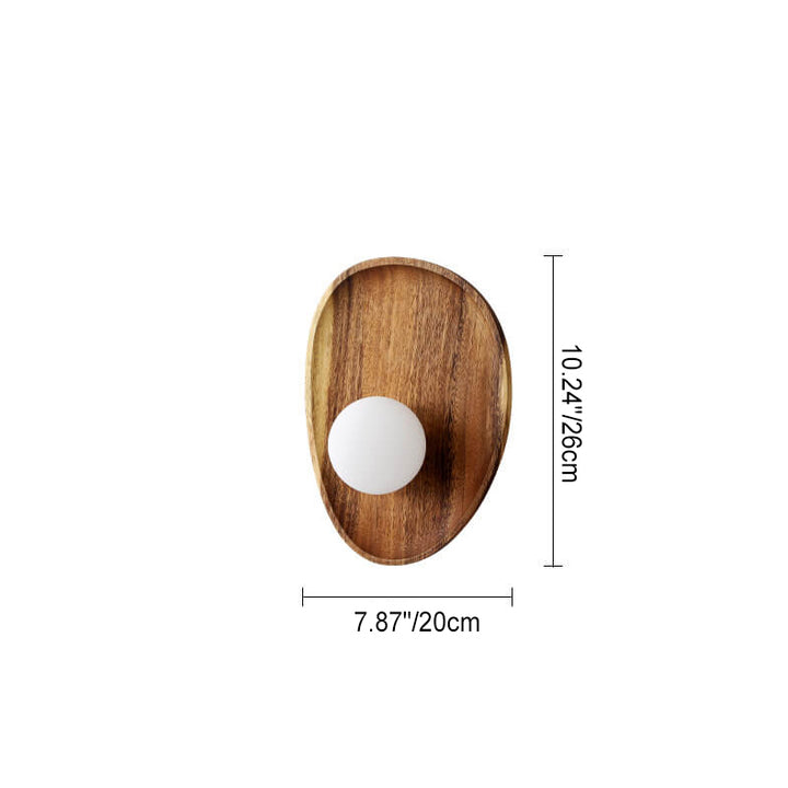 Japanische Zen Walnuss Glas Kugellampenschirm LED Wandleuchte 