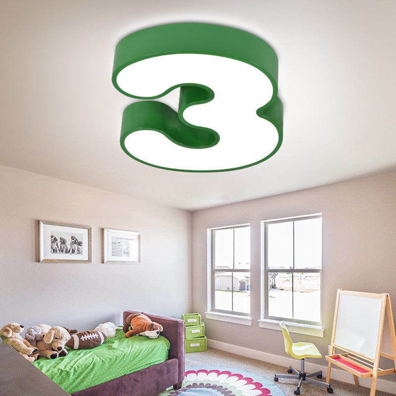 Contemporary Creative Kids Iron Number Design LED Flush Mount Ceiling Light For Bedroom