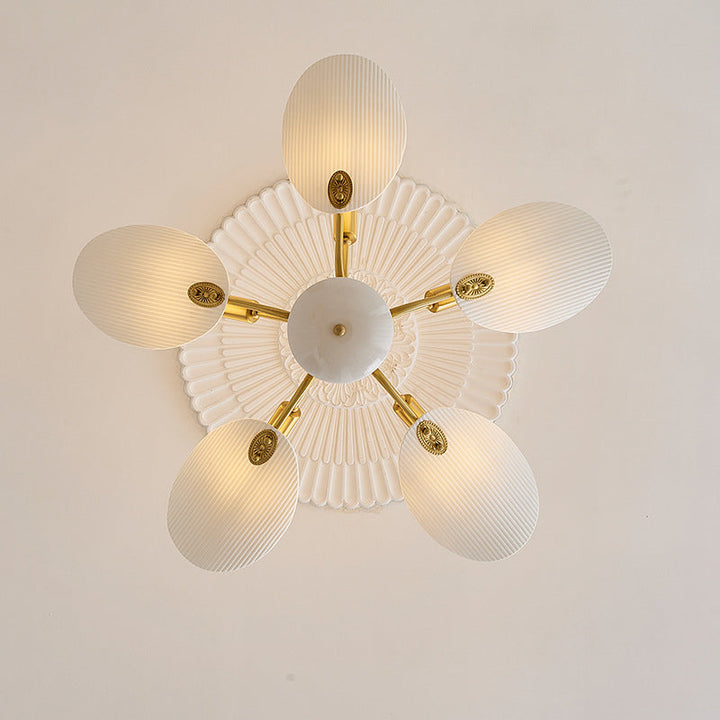Chandelier traditionnel vintage rond en céramique cuivrée pour chips de pomme de terre 3/5 lumières pour salon 
