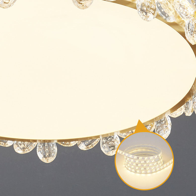 Luz de techo semi-empotrada contemporánea creativa cilíndrica de flor de cerezo de cobre con cristal LED para sala de estar 