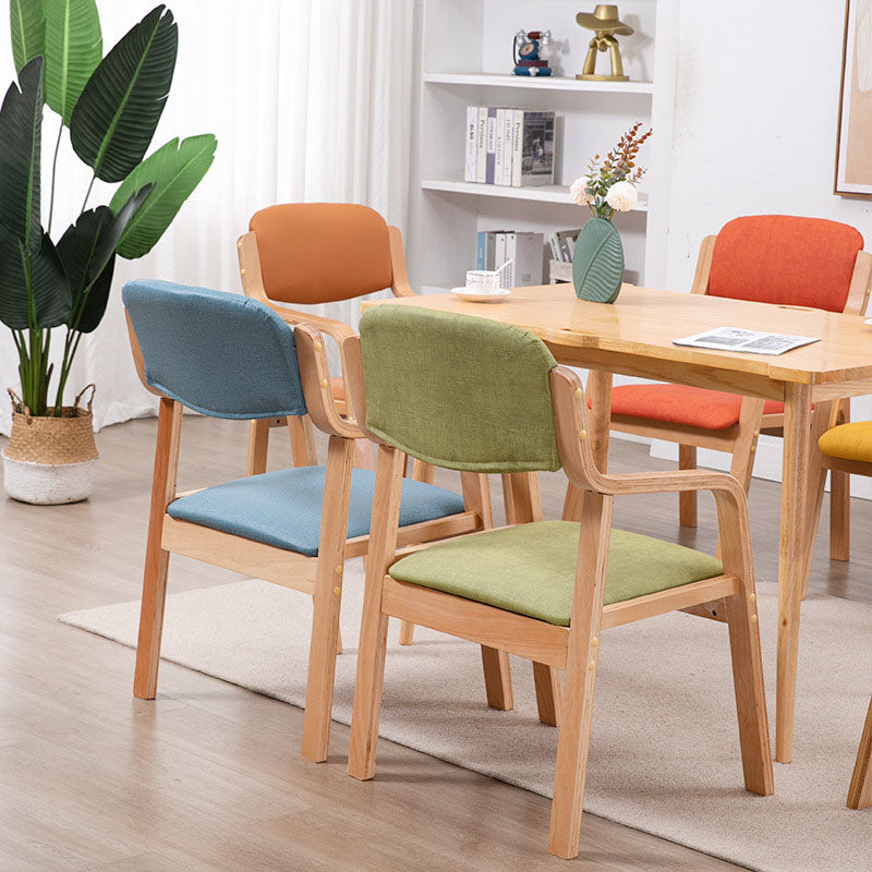 Chaise de salle à manger en tissu moderne simplicité bois éponge carrée dossier accoudoir pour salle à manger 