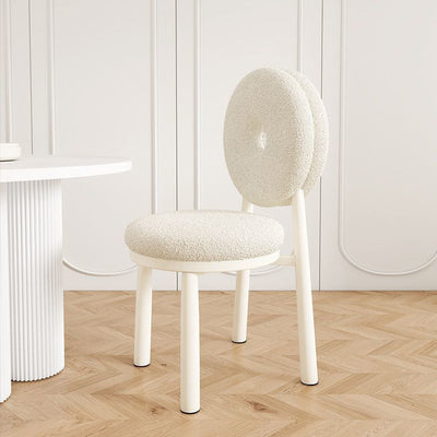 Chaise de salle à manger contemporaine en laine d'agneau nordique en acier au carbone avec dossier en éponge ronde pour salle à manger 