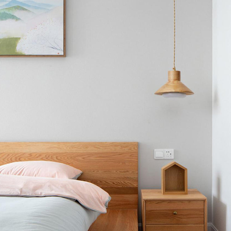 Traditionelle japanische runde Pendelleuchte aus Holz und Glas mit 1 Licht für Wohnzimmer 