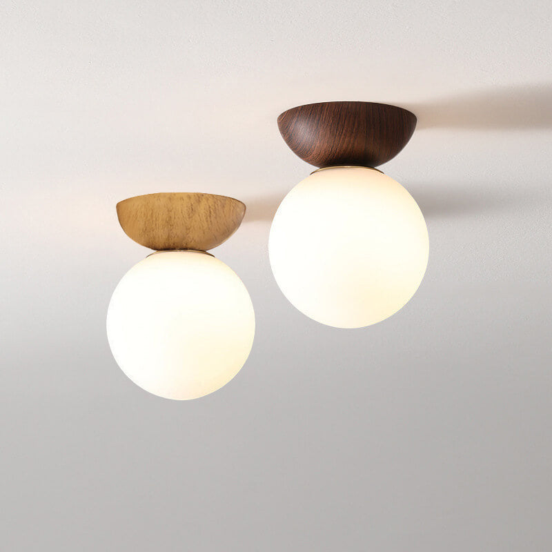 Modern Minimalist Glass Iron Orb 1-Light Semi-Flush Mount Light/Pendant Light for Living Room
