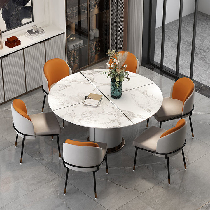 Contemporary Nordic PU Leather Fabric Iron Sponge Square Wraparound Dining Chair Backrest For Living Room