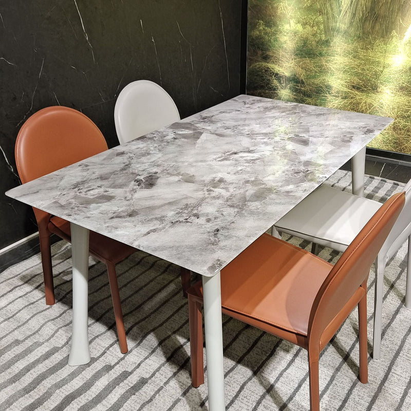 Chaise de salle à manger moderne minimaliste en cuir de selle, acier au carbone, éponge, carrée, elliptique, dossier pour salle à manger 