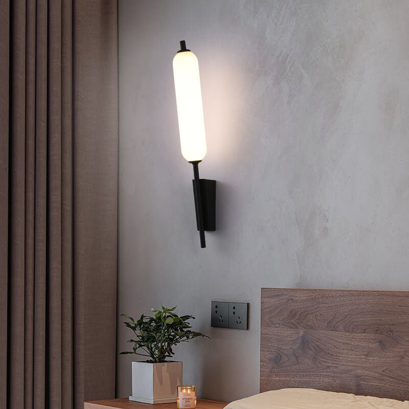 Minimalist Creative Column Straight Arm Iron PC LED Wall Sconce Lamp