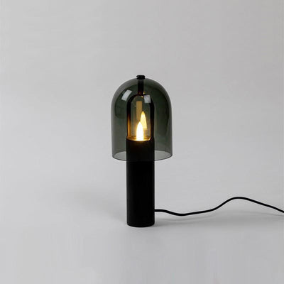 Contemporary Scandinavian Glass Cylinder Glass Black Column Base LED Table Lamp For Living Room