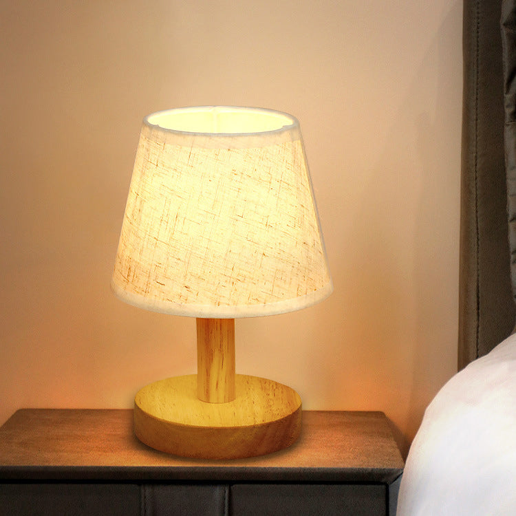 Lampe de table LED en bois rond nordique contemporain pour chambre 