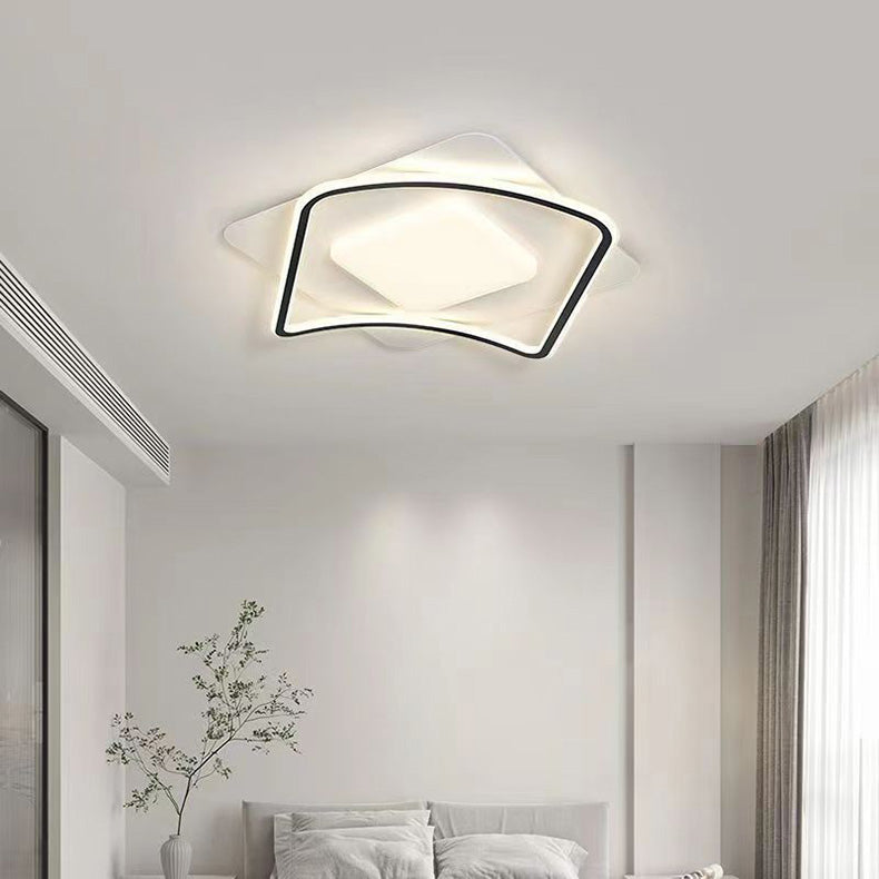 Plafonnier LED en acrylique avec matériel moderne minimaliste en forme de vague ronde carrée pour chambre à coucher 