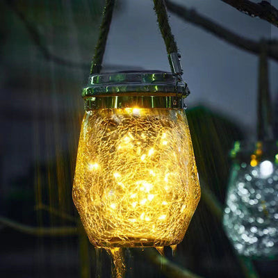 مصباح LED معلق مقاوم للماء بتصميم عصري مبتكر مع جرة شمسية متشققة للاستخدام الخارجي في الفناء 