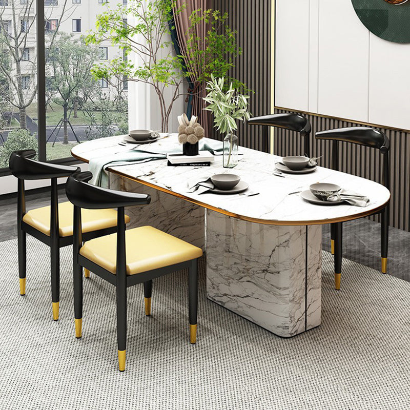 Dossier de chaise de salle à manger en cuir PU carré de luxe contemporain pour salle à manger 