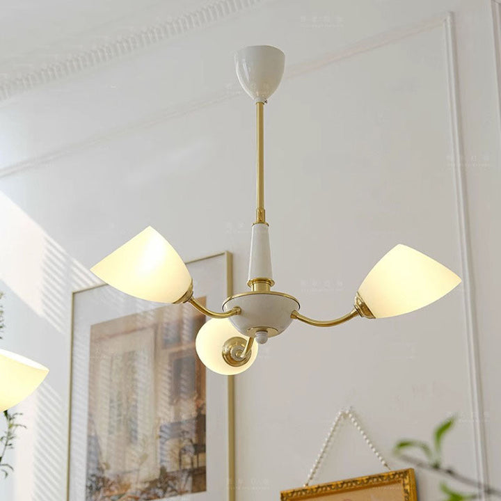 Zeitgenössische Vintage Creme Zweig Blume Messing Glas 3/5/8 Licht Kronleuchter Für Wohnzimmer 