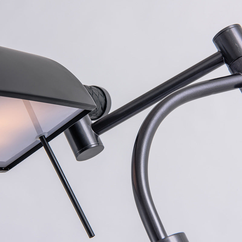 Zeitgenössische nordische rechteckige Zylinder-Tischlampe aus Eisenleder mit 1 Licht für Schlafzimmer 