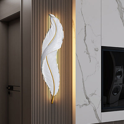 Zeitgenössische nordische Feder Hardware Harz LED Wandleuchte Lampe für Wohnzimmer 