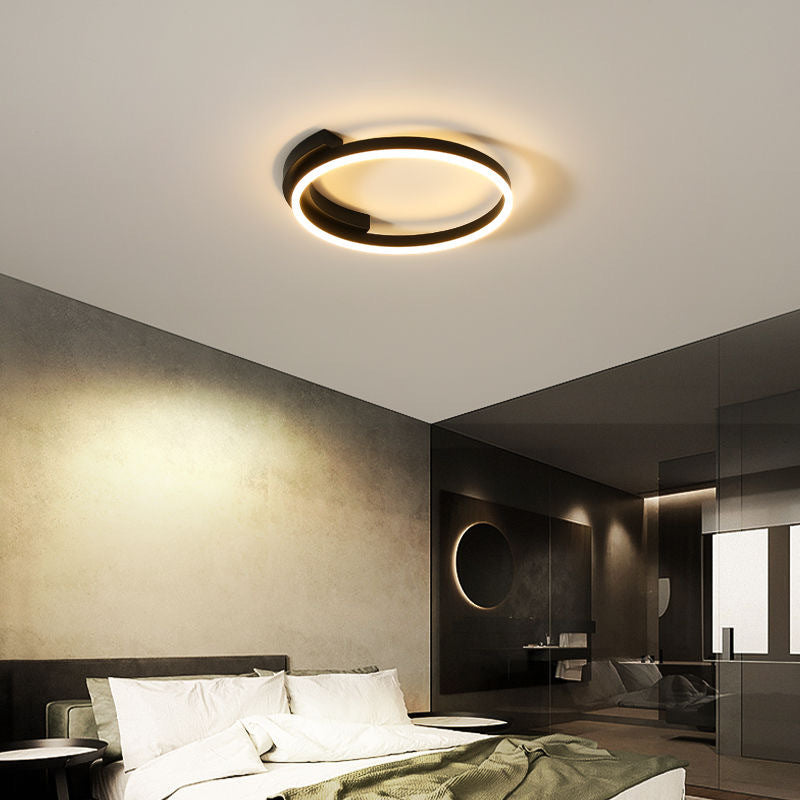 Modern Minimalist Acrylic Shade Aluminum Iron Circle Ring LED Flush Mount Ceiling Light For Living Room