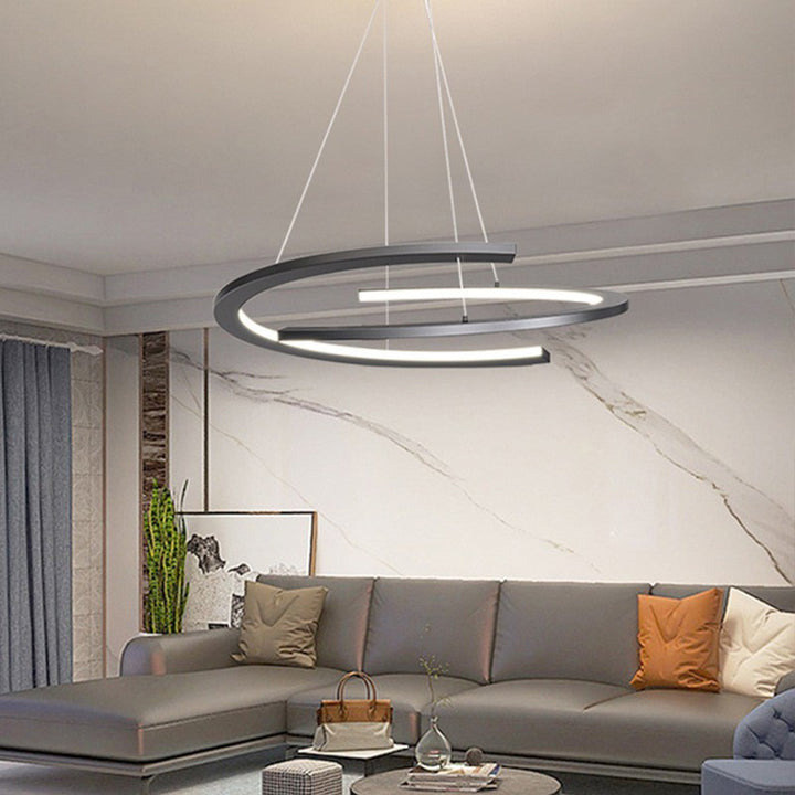 Lustre LED en bande courbée en aluminium et silicone minimaliste moderne pour salon 