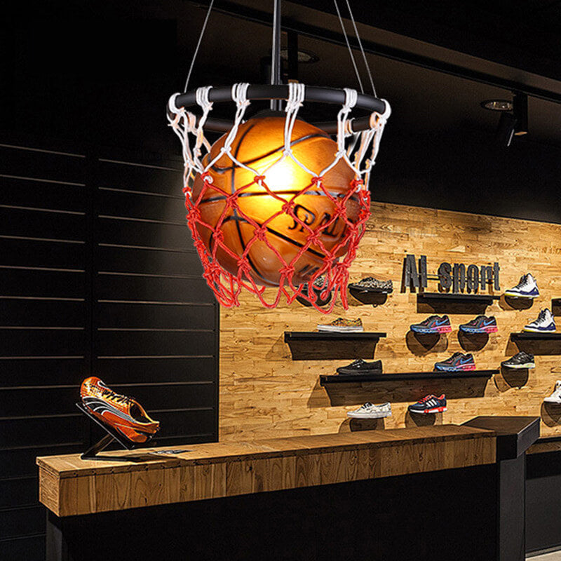 Moderne kreative Basketball Eisen Glas Mesh Seil 1-Licht Pendelleuchte 
