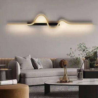 Modern Minimalist Long Wave Design Aluminum LED Wall Sconce Lamp For Living Room