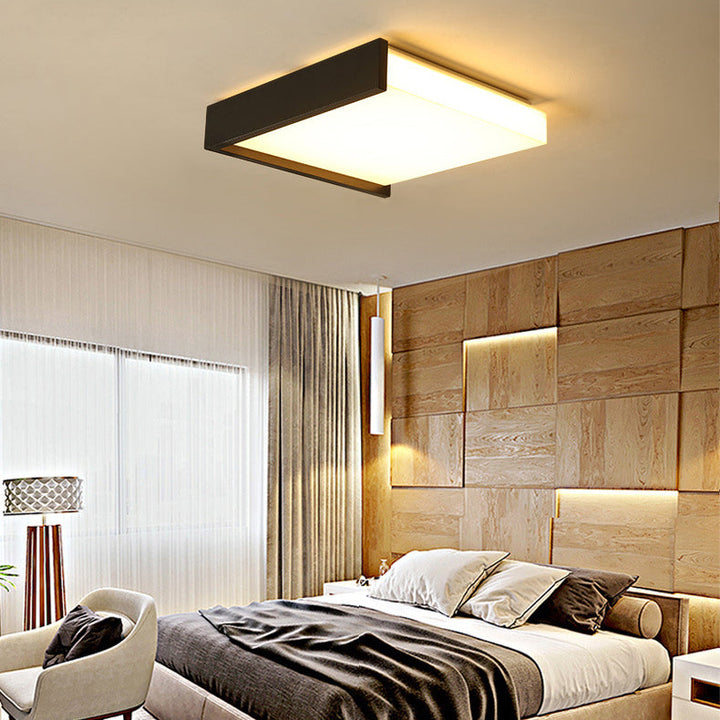 Zeitgenössische nordische quadratische Eisen-Acryl-LED-Deckenleuchte für Wohnzimmer 