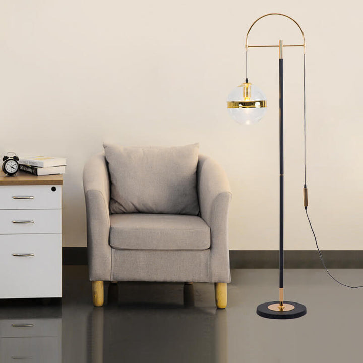 Moderne minimalistische Angelrute Kugel Eisen Glas Marmor 1-Licht Stehlampe 