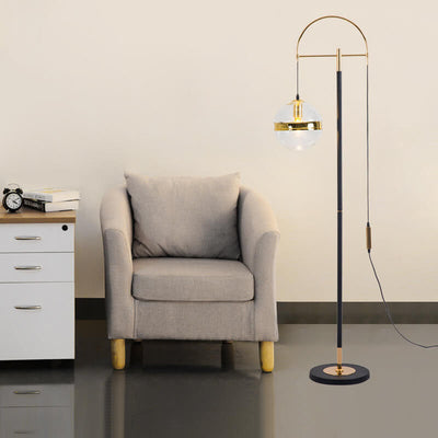 Modern Minimalist Fishing Rod Ball Iron Glass Marble 1-Light Standing Floor Lamp
