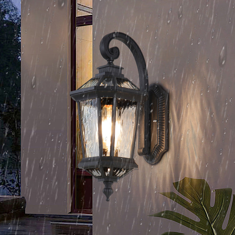 Lampe murale à un feu en cylindre octogonal en verre d&