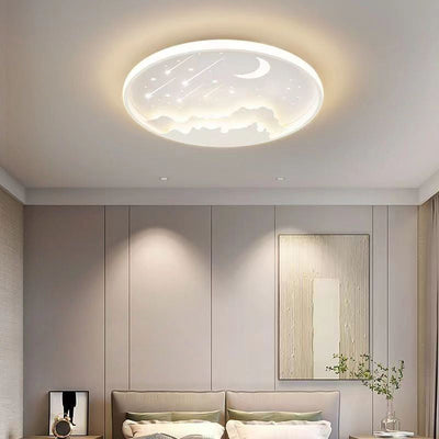 Plafonnier LED en fer météore lune ronde minimaliste moderne pour chambre à coucher 
