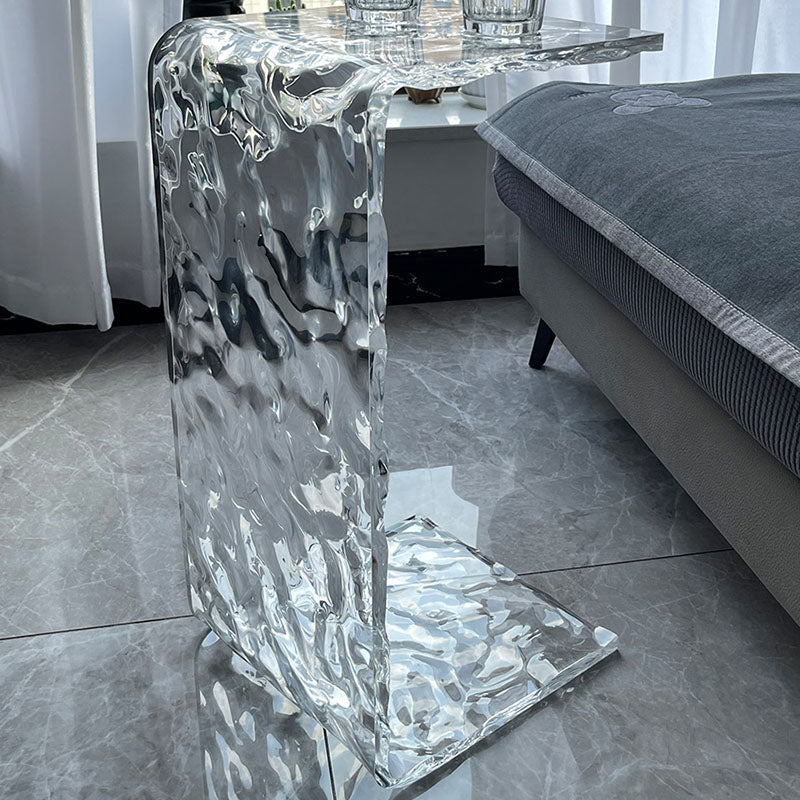 Zeitgenössischer nordischer quadratischer rechteckiger Ripple C-förmiger Beistelltisch eingebettet für das Wohnzimmer 