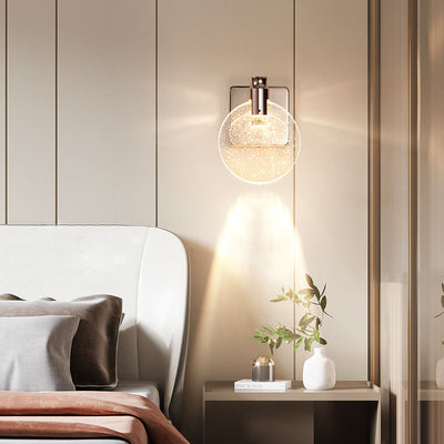 Aplique de pared LED de cristal de aluminio con base cuadrada redonda minimalista moderna para dormitorio 