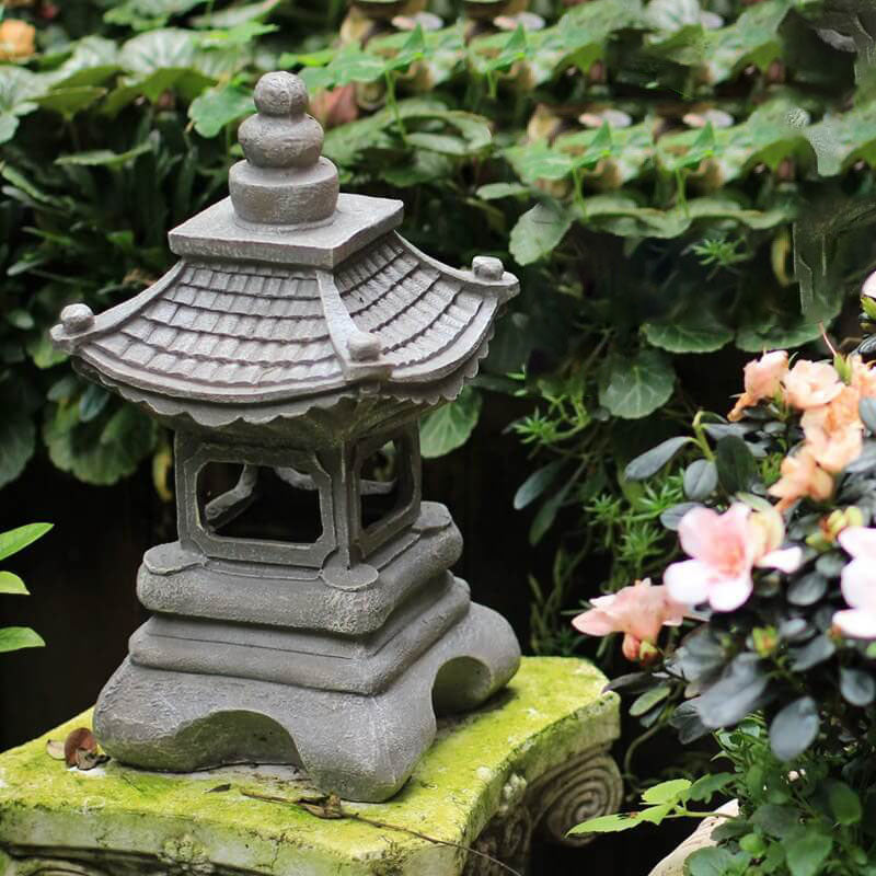 Japanische Zen Solar wasserdichte Pagoda Stein LED Outdoor Garten Dekoration Landschaftslicht 