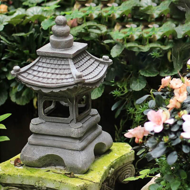 Japanische Zen Solar wasserdichte Pagoda Stein LED Outdoor Garten Dekoration Landschaftslicht 