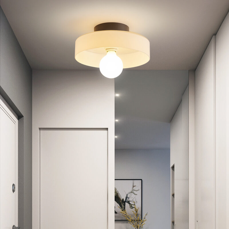 Skandinavische moderne runde Platte Eisen Glas 1-Licht Wandleuchte 