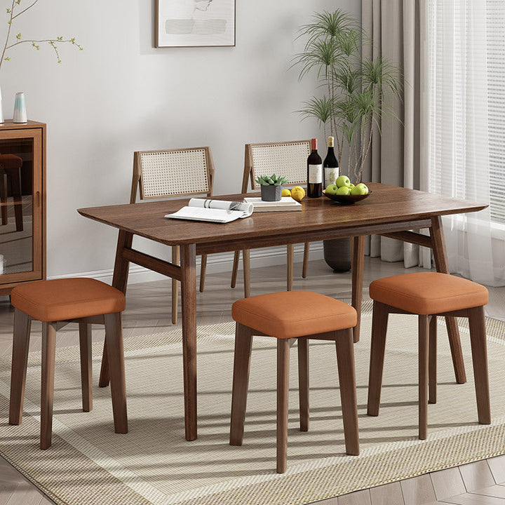 Modern Minimalist Square Upholstered Plywood Beech Wood Technology Fabric Dining Chair For Dining Room