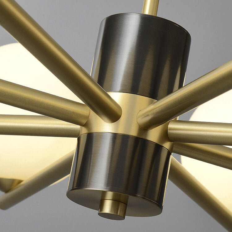 Modern Luxury Glass Round Ball Copper Branch 6/8/15 Light Chandelier For Living Room