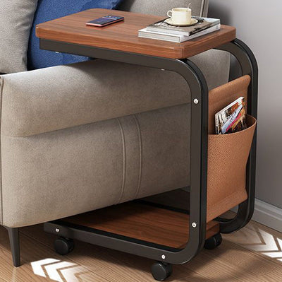 Table d'appoint carrée moderne minimaliste en panneau de densité avec 1 rangement pour salon 
