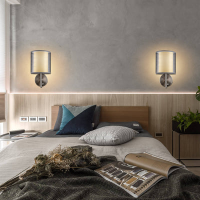 Modern Minimalist Cylinder Iron Gauze 1-Light Wall Sconce Lamp For Living Room