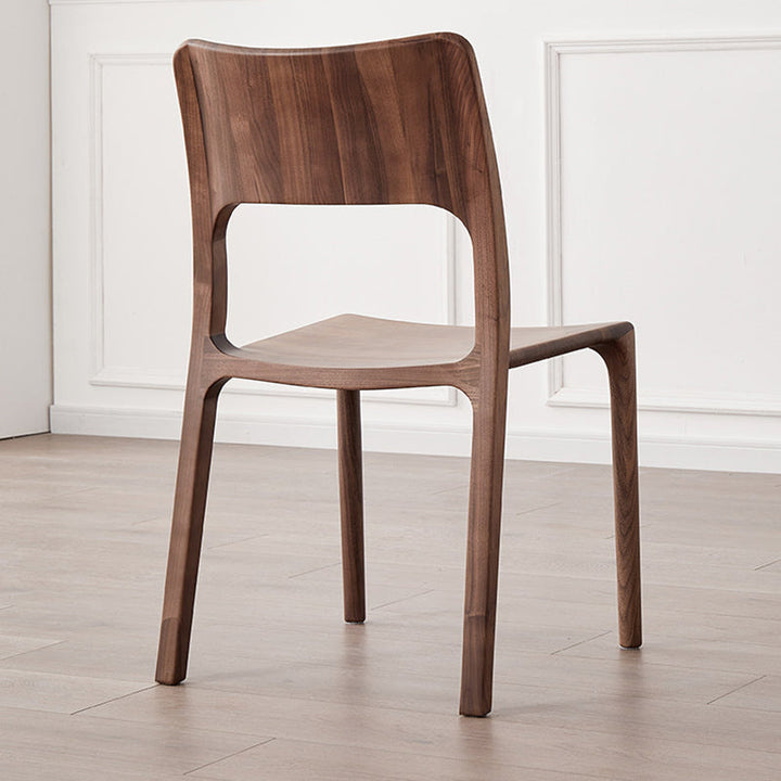 Chaise de salle à manger carrée en bois de noyer rétro contemporain avec dossier pour salle à manger 
