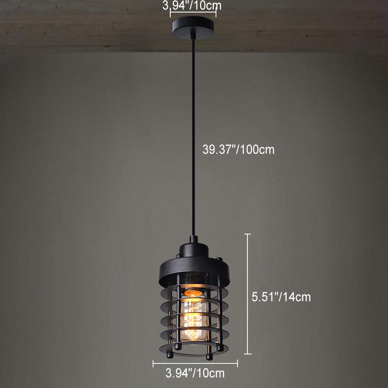 Zeitgenössische industrielle Zylinder aushöhlen Eisen 1-Licht Pendelleuchte für Wohnzimmer 