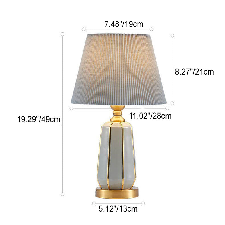 Lámpara de Mesa Moderna de Lujo Ligero Gris de Cerámica y Lino de 1 Luz 