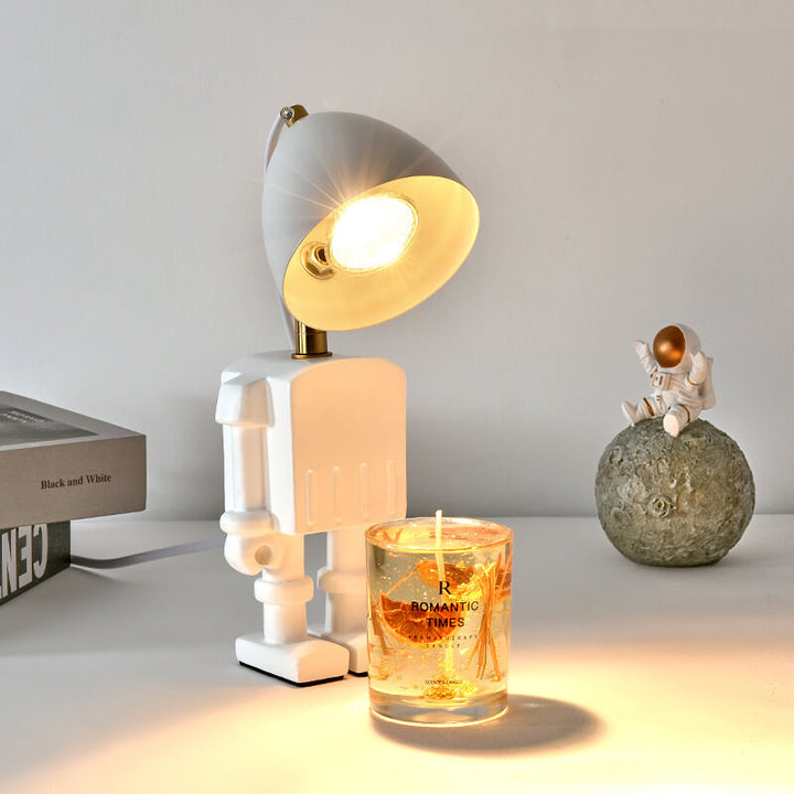 Modern Art Deco Resin Iron Robot 1-Light Melting Wax Table Lamp For Bedroom