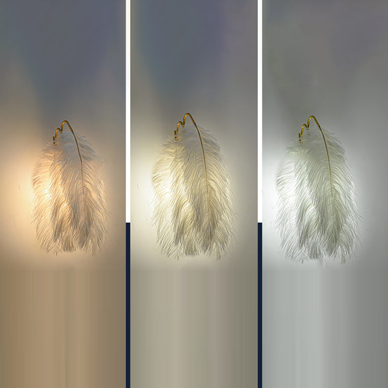 Zeitgenössische kreative Straußenfeder Design 1-Licht Wandleuchte Lampe für Wohnzimmer 