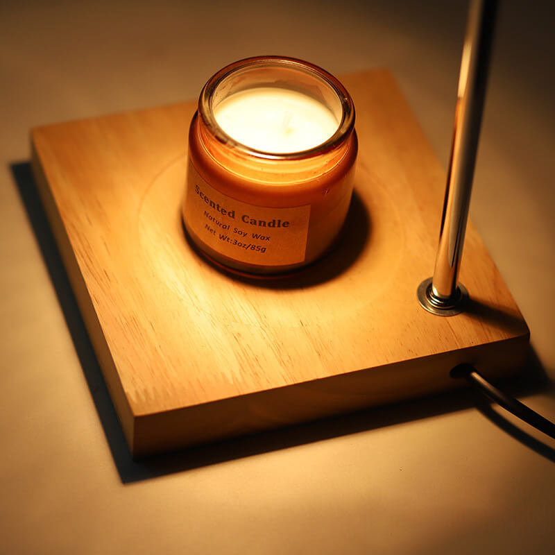 Lampe de table en bois massif moderne simple avec bougie sphérique à une lumière fondante 