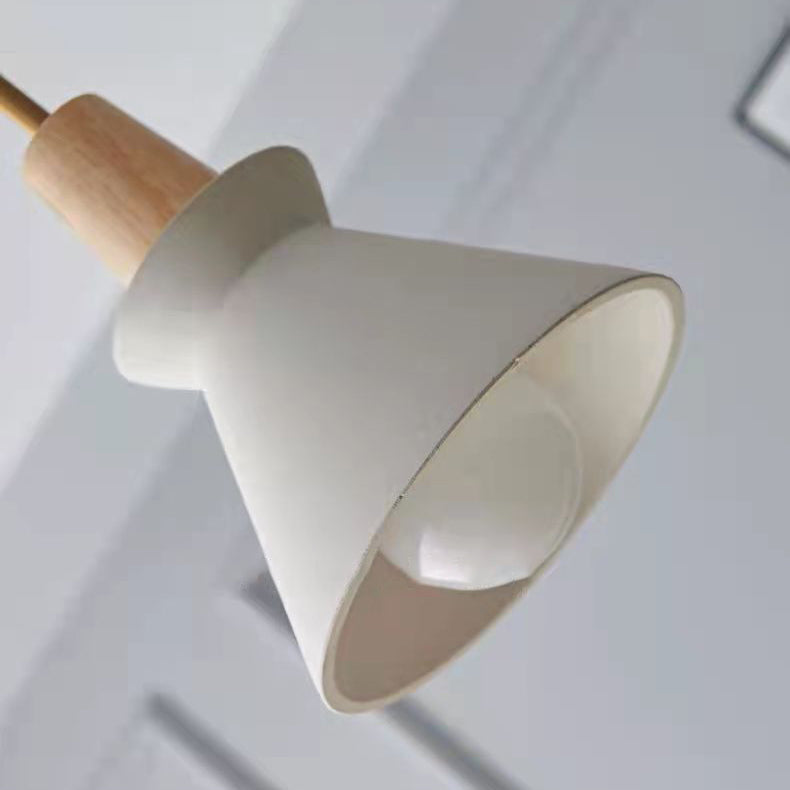 Zeitgenössische industrielle runde Kegel Hardware Glas Zement Holz 1-Licht Pendelleuchte für Wohnzimmer 