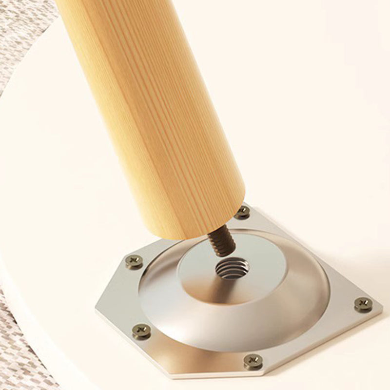 Modern Minimalist Round Marble Veneer Wood End Table 1-Tier For Living Room