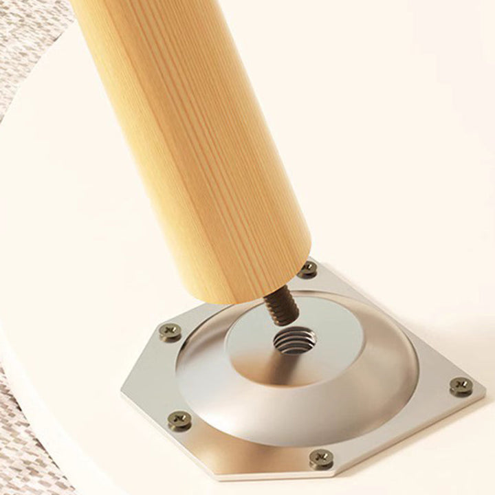 Modern Minimalist Round Marble Veneer Wood End Table 1-Tier For Living Room