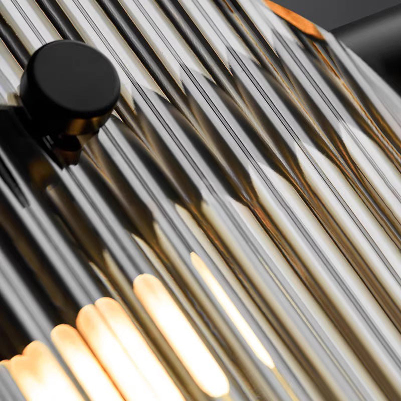 Moderne minimalistische Edelstahl vertikale Korn Glasscheibe LED Insel Licht Kronleuchter für Unterhaltungsraum 