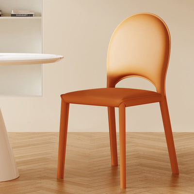 Moderner minimalistischer quadratischer ovaler Rücken aus echtem Leder Kohlenstoffstahl Esszimmerstuhl für das Esszimmer 