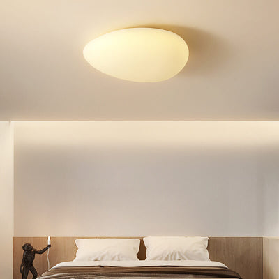 Nordic Minimalist Cobblestone PE Lampshade LED Flush Mount Ceiling Light